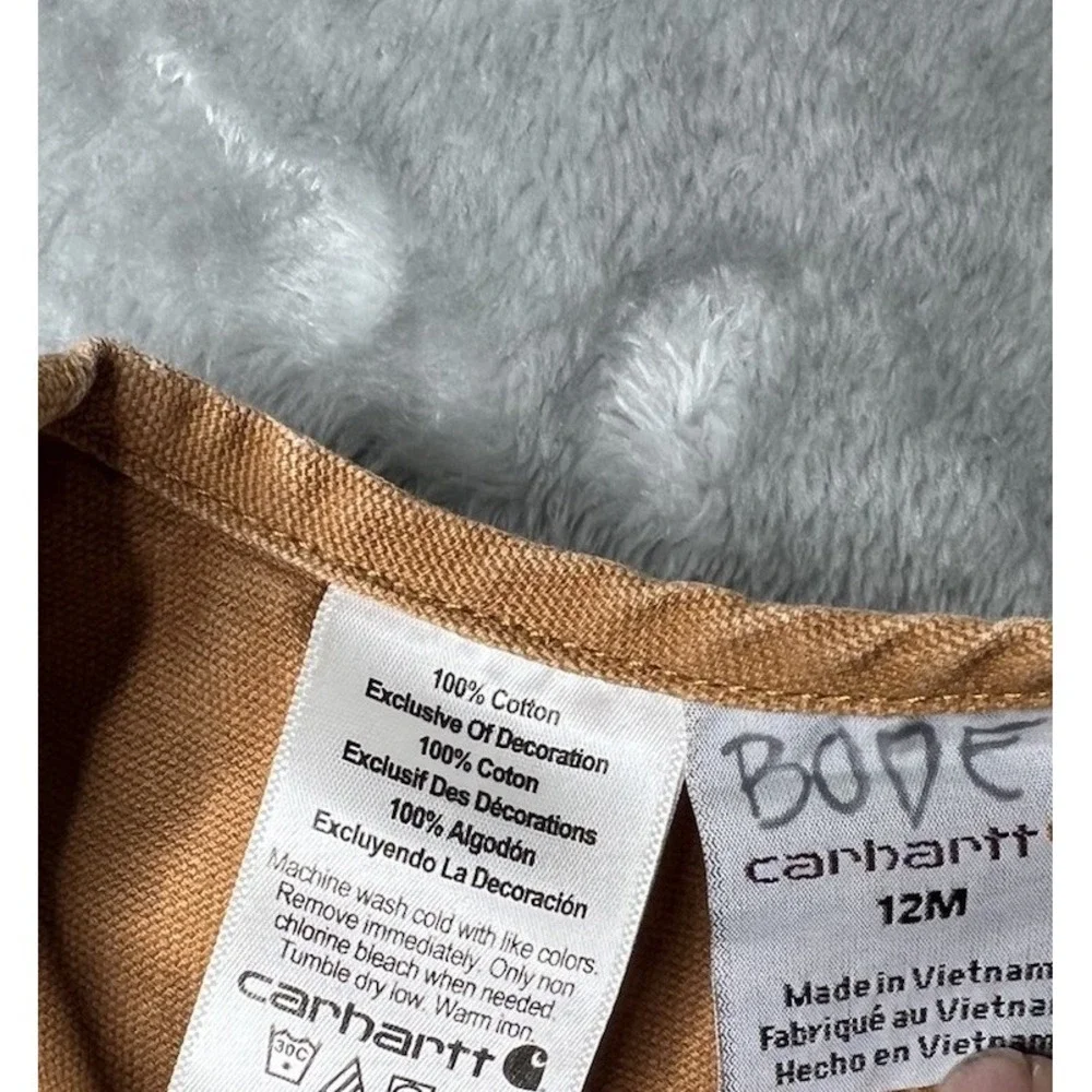 Carhartt Overalls Baby Size 12 Months Bibs Brown Duck Canvas Double Knee